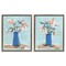 Stupell Industries Blue & Peach Flowers 2pc Floater Framed Canvas Wall Art Set Design by June Erica Vess